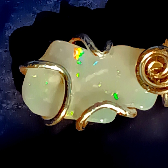 Mexican Cantera And Australian Opal Pendant Sterling Silver Eye - Picture 15 of 16